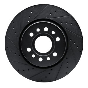 Jeep Wagoneer Brake Rotor (1) - Front Left - R1 Concepts - Drilled & Slotted - Black - `21-`25